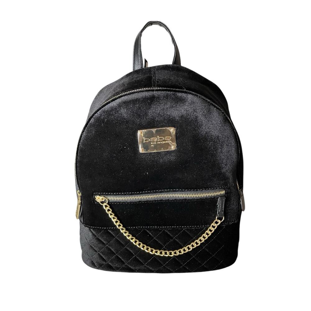 Bebe Black Velvet Small Mini Backpack 11.5” New NWT Gift